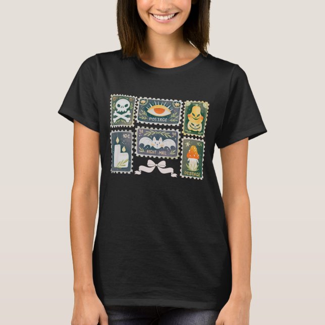Camiseta Carimbo de Pumpkin do Bat Halloween (Frente)