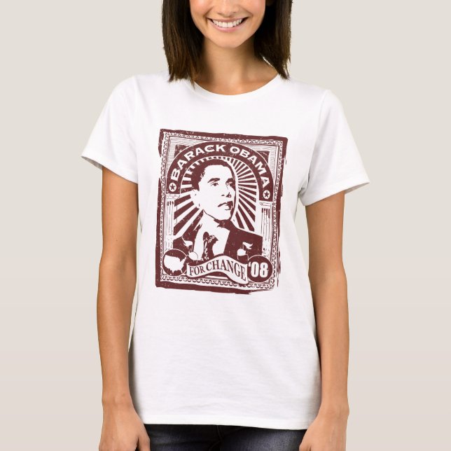 Camiseta Carimbo Obama (Rosa) (Frente)