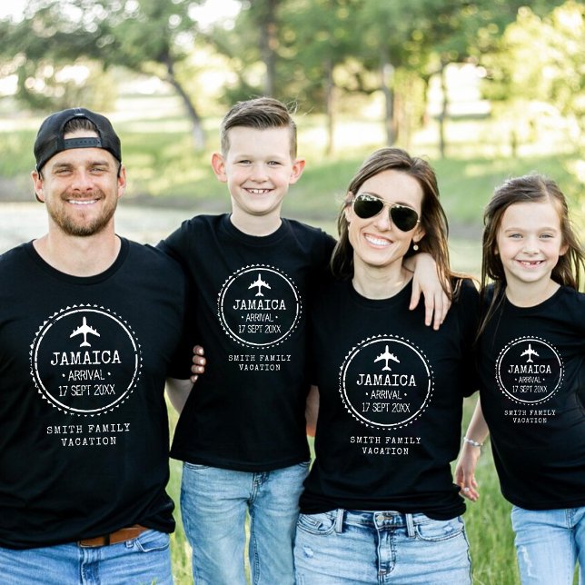 Camiseta Carimbo Passaporte Jamaica Férias Familiares Preto (Passport Stamp Jamaica Family Vacation Black T-Shirt
)