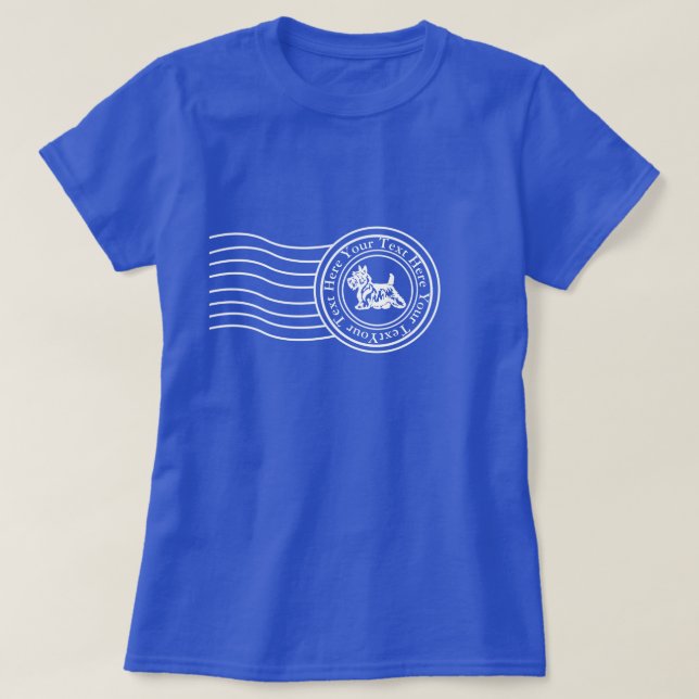 Camiseta Carimbo postal do Scottie seu texto (Frente do Design)