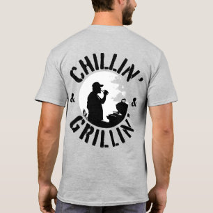 Camiseta Carimbo Preto de Chillin' & Grillin' Frente e Tras