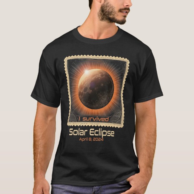 Camiseta Carimbo Retroativo I Sobreviveu ao Eclipse Solar T (Frente)
