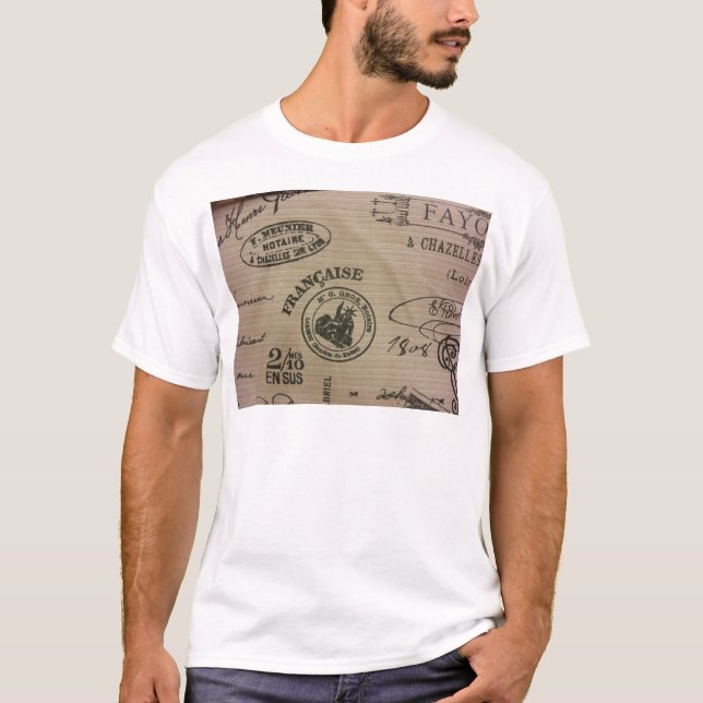 Camiseta Carimbos de Viagem francês (Frente)