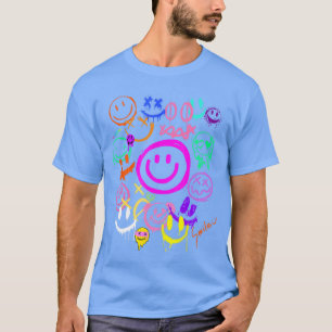 Camiseta Carinhas de Rosto Sorridente Emoticons Diversão Ví