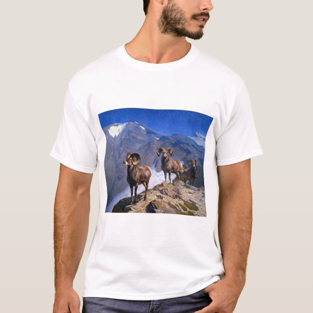 Camiseta Carl Rungius Big Horn Sheep no Wilcox Pass (Frente)