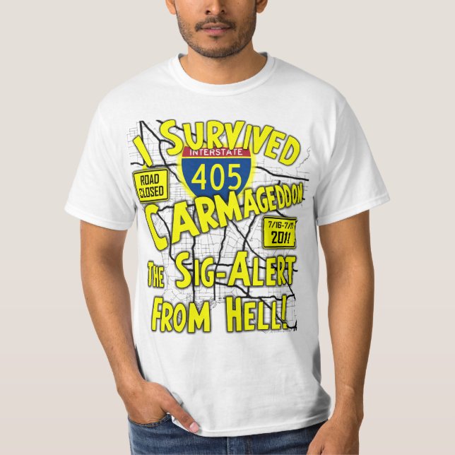 Camiseta Carmageddon - fechamento de Los Angeles 405 (Frente)