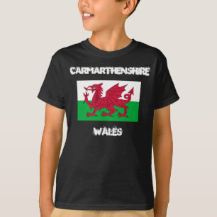 Camiseta Carmarthenshire, Wales com bandeira de Galês