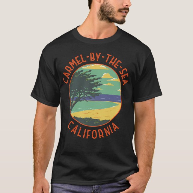 Camiseta Carmel-By-The-Sea California Retro Distressed Circ (Frente)