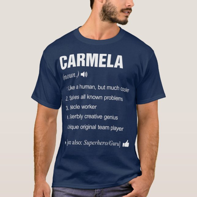 Camiseta Carmela Name Definição Significa Família Engraçada (Frente)