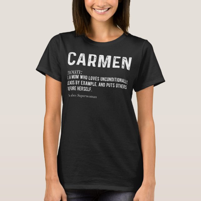 Camiseta Carmen Personalizada Mãe Nome Próprio Quinta-feira (Frente)