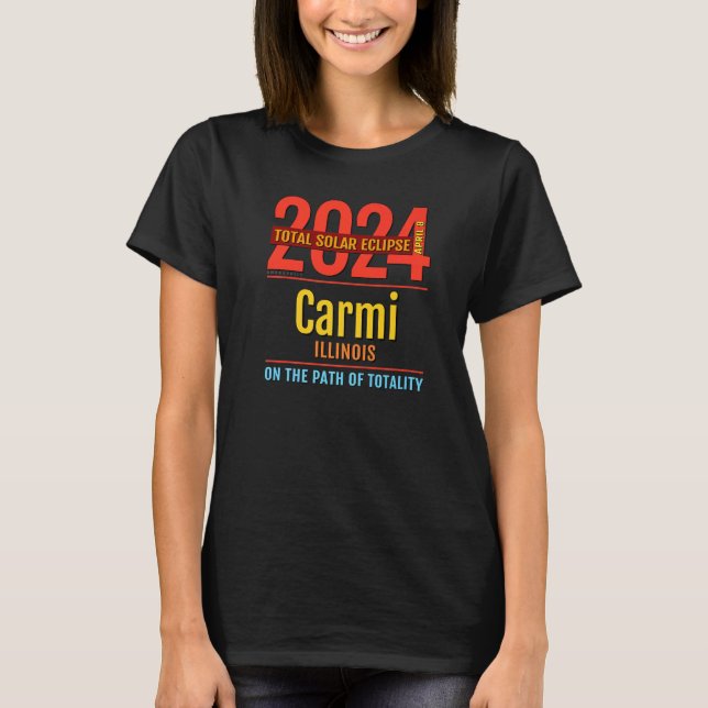 Camiseta Carmi Illinois IL Eclipse Solar Total 2024  4  Pré (Frente)