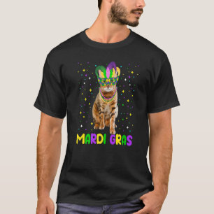 Camiseta Carnavais de Mardi Gras Gato Bengal Fofo Animais