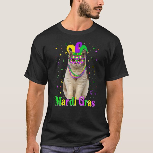 Camiseta Carnavais de Mardi Gras para Gatos de Pequeno Cach (Frente)