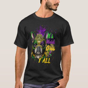 Camiseta Carnaval de Bulldog Francês Mardi Gras Yall Mascar