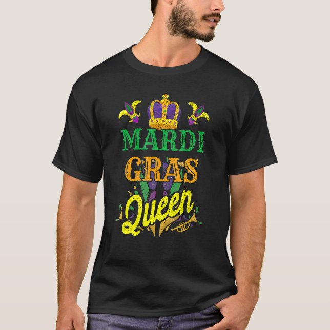 Camiseta Carnaval de fantasias Rainha Mardi Gras (Frente)