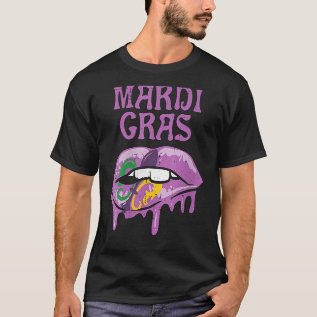 Camiseta Carnaval de Mardi Gras, Costume Purple Amp Dourado (Frente)