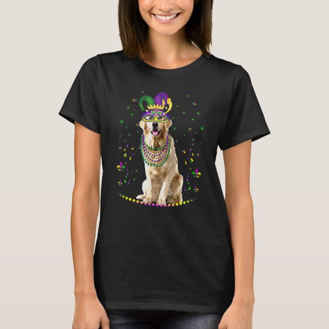 Camiseta Carnaval de Mardi Gras de Retriever Dourado Animai (Frente)