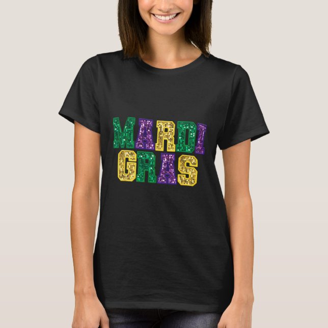 Camiseta Carnaval de Mardi Gras Fat Terça-Feira Fleur De Li (Frente)