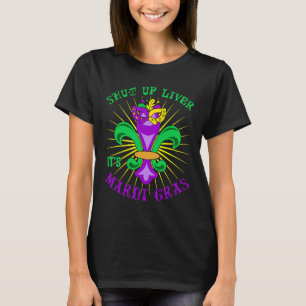Camiseta Carnaval de Mardi Gras Festa Cale-se Fígado É Mard