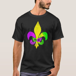 Camiseta Carnaval de Mardi Gras Mask Fleur De Lis New Orlea