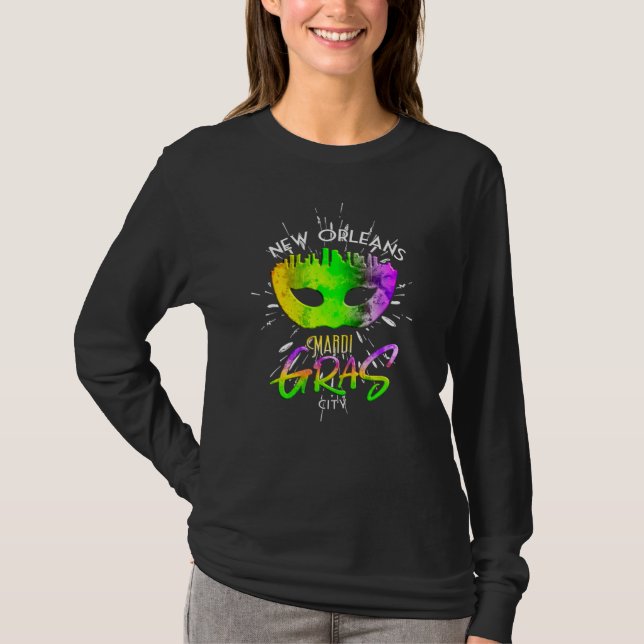 Camiseta Carnaval de Mardi Gras New Orleans Terça-Feira Gor (Frente)