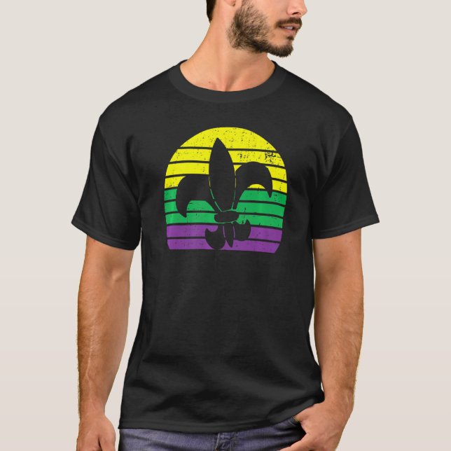 Camiseta Carnaval de Retro Mardi Gras Fleur De Lis Silhouet (Frente)