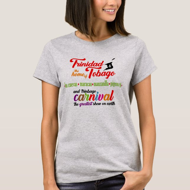 Camiseta Carnaval de Trinidad e Tobago e praias favoritas (Frente)