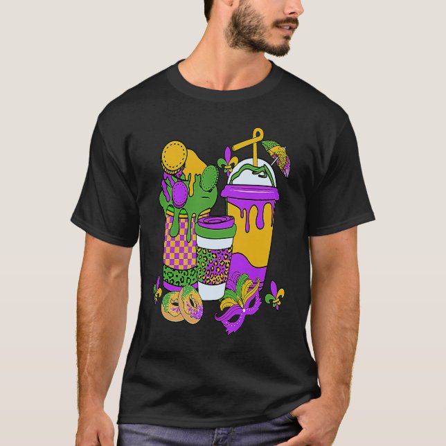 Camiseta Carnaval do Café Latte Retro Mardi Gras (Frente)