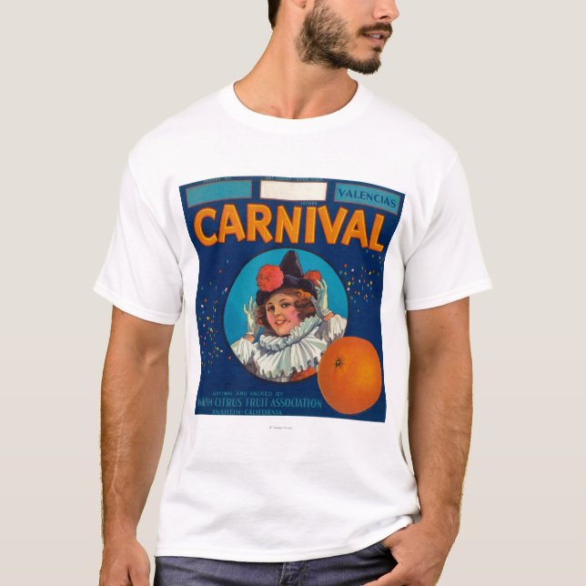 Camiseta Carnaval LabelAnaheim alaranjado, CA (Frente)