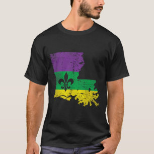 Camiseta Carnaval Mardi Gras Louisiana Envelhecido Angustia
