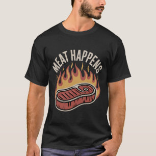 Camiseta CARNE ACONTECE CHURRASCO Humor ou Incêndio Vintage