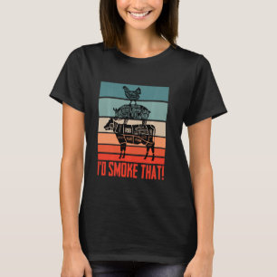 Camiseta Carne Comendo Vaca Fumante Grelha I D Fumar Que