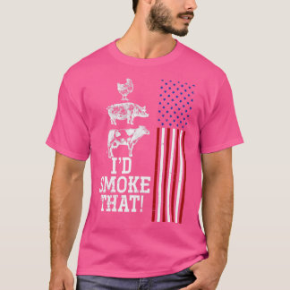 Camiseta Carne de churrasco Fumando Bandeira Americana US R