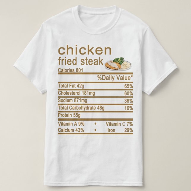 Camiseta carne frita de frango Rótulo de Fatos Nutricionais (Frente do Design)