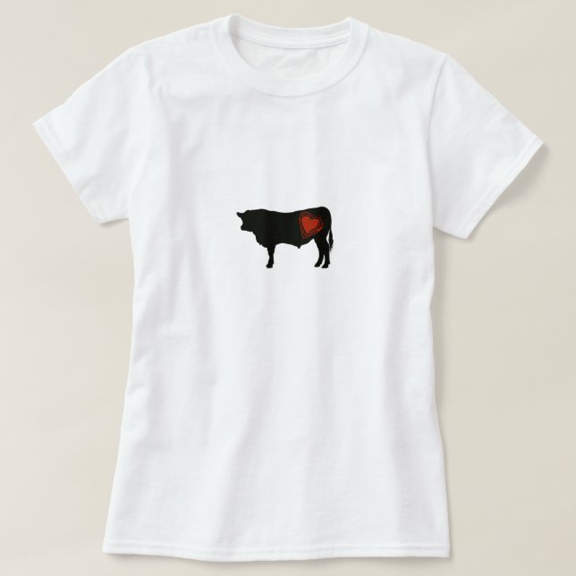 Camiseta Carne preta de Angus do amor (Frente do Design)