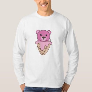 Camiseta Carneiro De Sorvete Rosa, Animais Cubados De Wafff