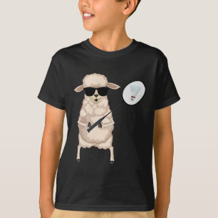 Camiseta Carneiro Engraçado Vestindo Pulmões Jogando Badmin