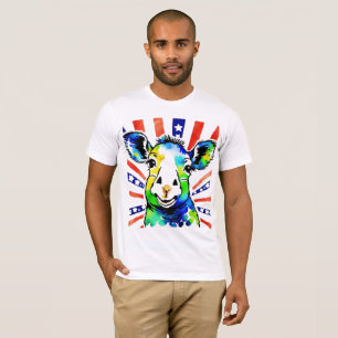 Camiseta Carneiros coloridos de cor aquosa