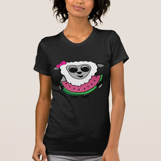 Camiseta Carneiros da menina que comem a melancia (Frente)