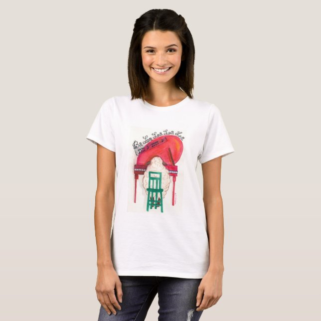 Camiseta carneiros do Natal que jogam o piano (Frente Completa)