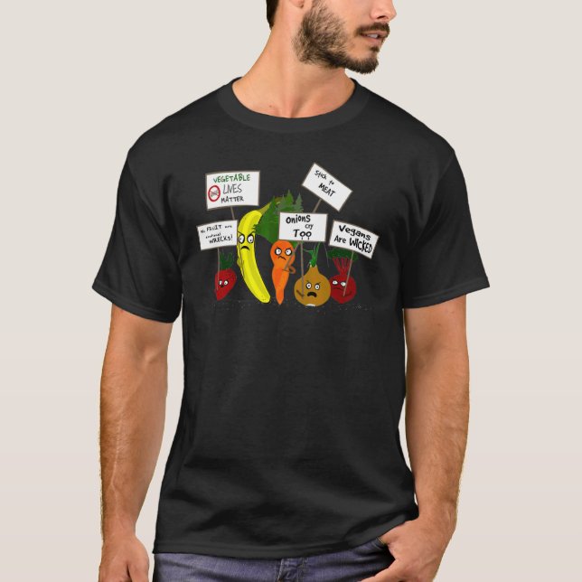 Camiseta Carnes E Batatas Vegetais E Protestos Frutas (Frente)
