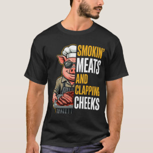 Camiseta Carnes fumegantes e bochechas batendo porco engraç