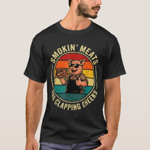 Camiseta Carnes fumegantes retrô e bochechas batendo porco