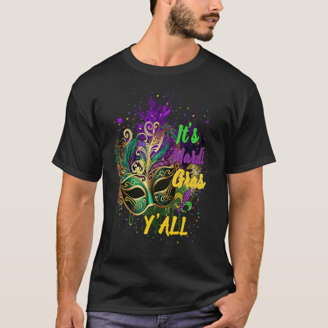 Camiseta Carnival Masquerade Mask Mardi Gras Yall Cool (Frente)