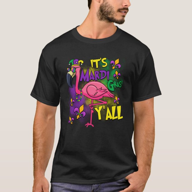 Camiseta Carnival Party Gift Idea Flamingo Mardi Gras (Frente)