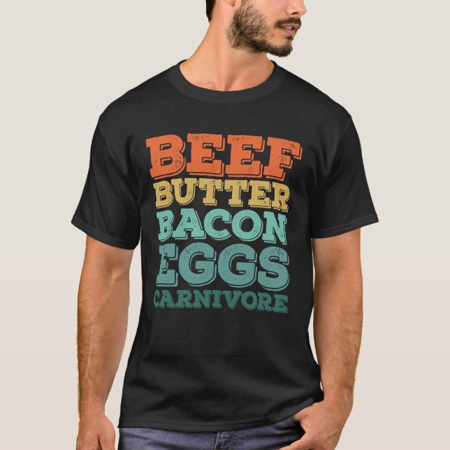 Camiseta Carnívoro de Ovos de Bacon de Carne de Bovino (Frente)