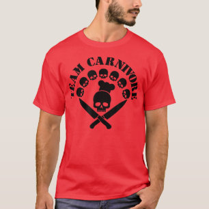 Camiseta carnívoros crânio facas churrasco humor ou açougue