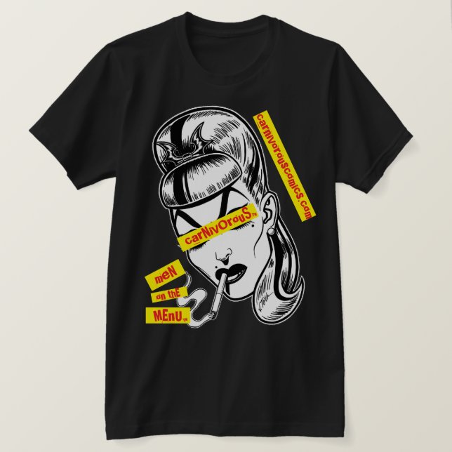 Camiseta Carnivorous™/Homens no Menu™/Punk (Frente do Design)
