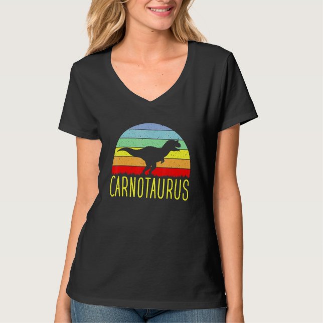 Camiseta Carnotaurus Vintage Retro Sunset Dinosaur Paleonto (Frente)