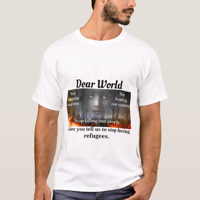 Camiseta Caro Mundo de um refugiado (Frente)